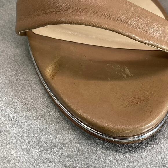 KENNETH COLE NEWYORK Women's Latte Brooke Cross Strap Heeled Round-Toe Dress - Picture 7 of 12